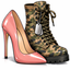 Red heel beside a military boot